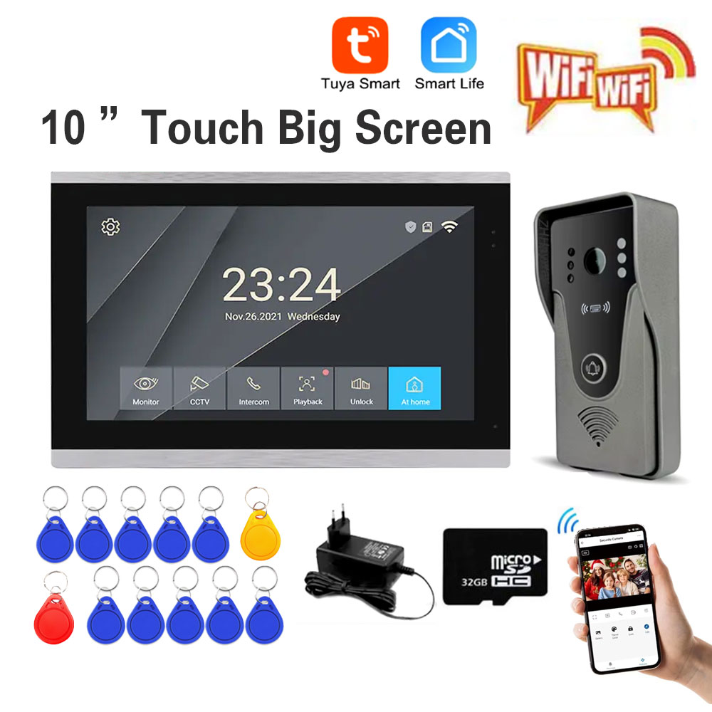 Smart Home Video Doorbell App - Tuya 1080P 10 Inch Color Touch