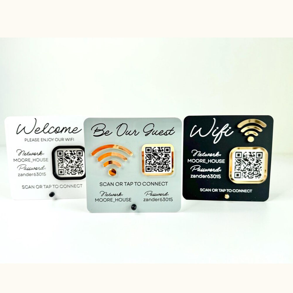 Airbnb Smart Home - Customizable Acrylic WiFi Sign With QR