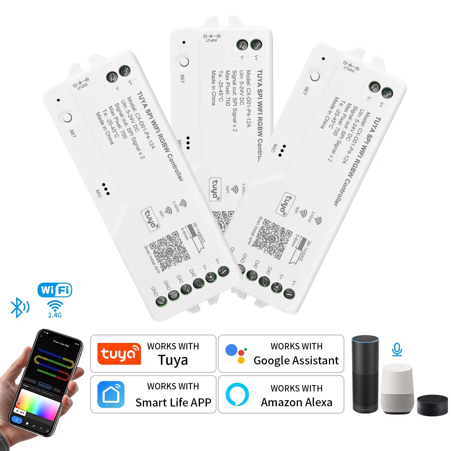 Alexa Compatible Bulb - Tuya Wifi LED SPI RGBIC RGBWIC