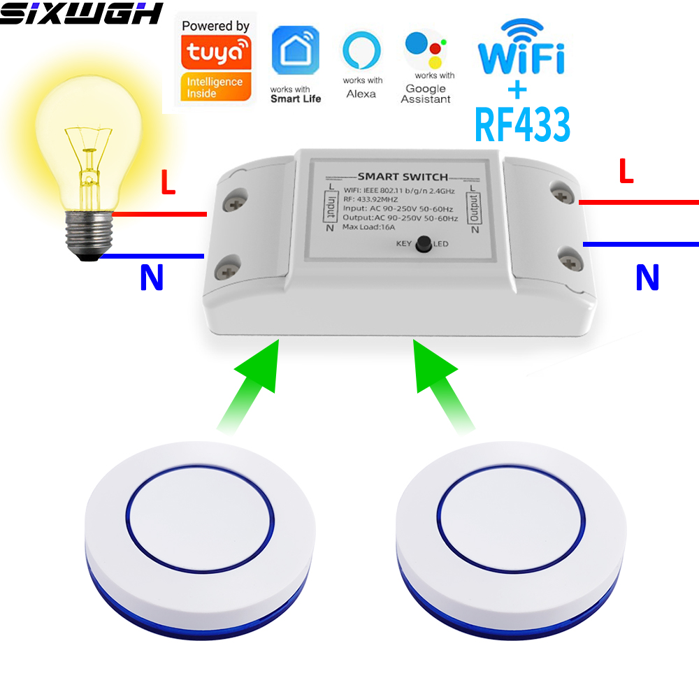 Smart Home Button - 16A WiFi Tuya Smart Switch Wireless