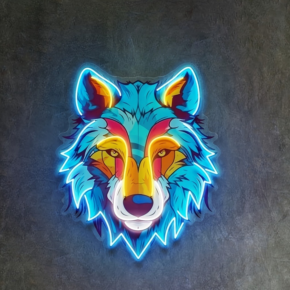 Smart Home Poster - UV Print Wolf Neon Sign LED