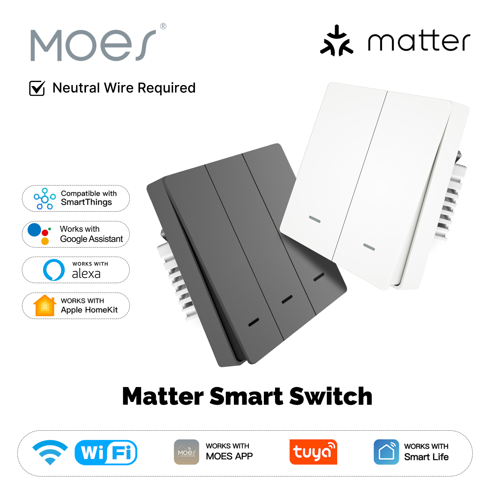 Smart Home Lighting Control - MOES Matter Tuya WiFi Smart Light