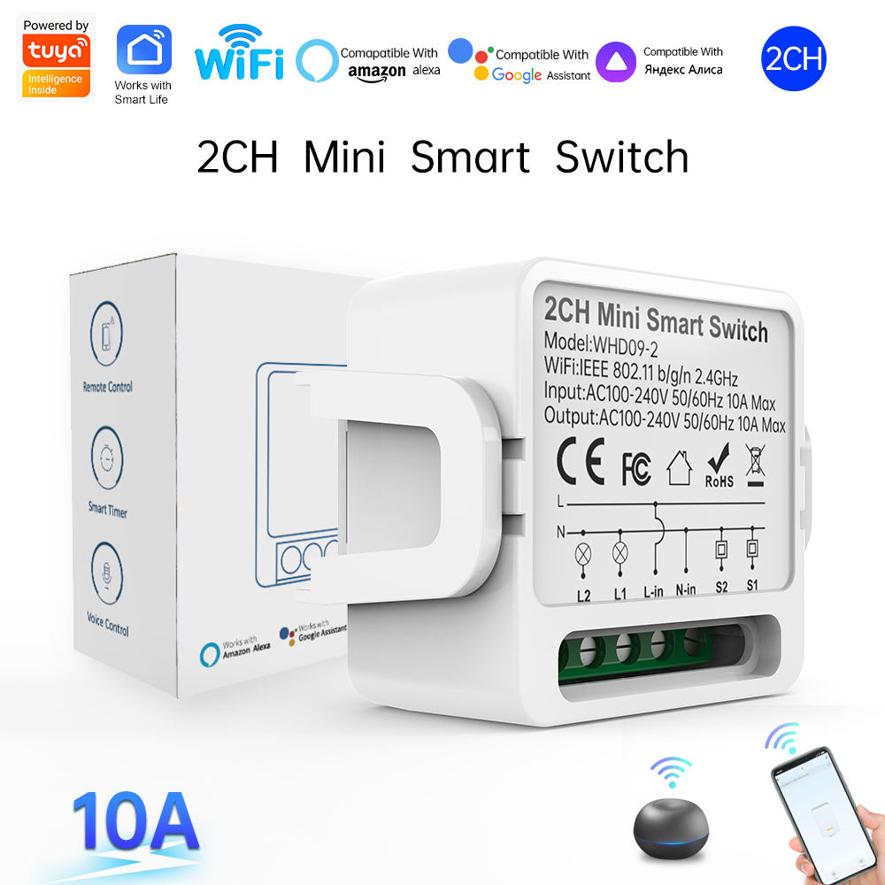 Smart Home Lighting Control - 2 Way Tuya Smart Switch 2Gang