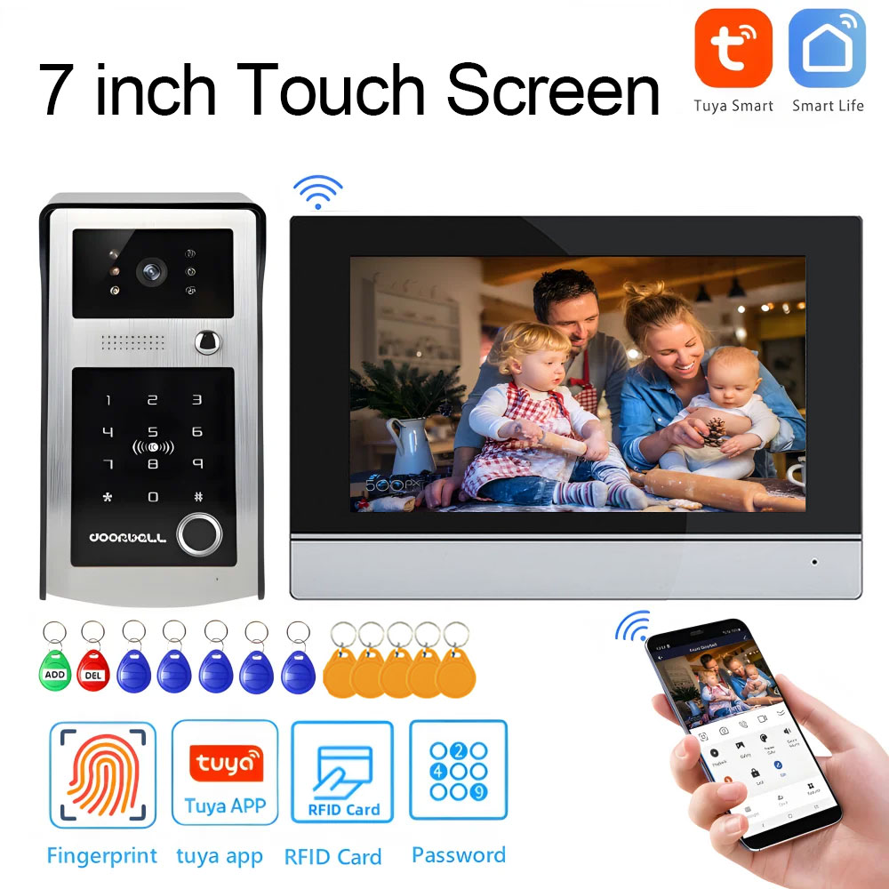 Smart Home Video Doorbell App - Wifi Tuya 7 Inch Touch Screen