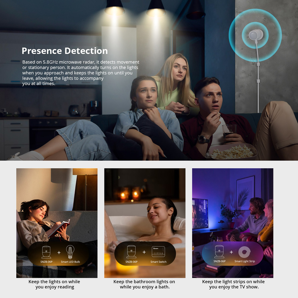SONOFF SNZB-06P Zigbee Human P - Smart Home Retrofit 评论和价格