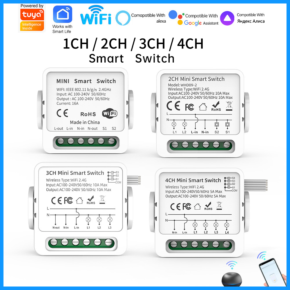 Tuya WiFi Smart Switch 1/2/3/4 - Smart Home Lighting Control 评论和价格