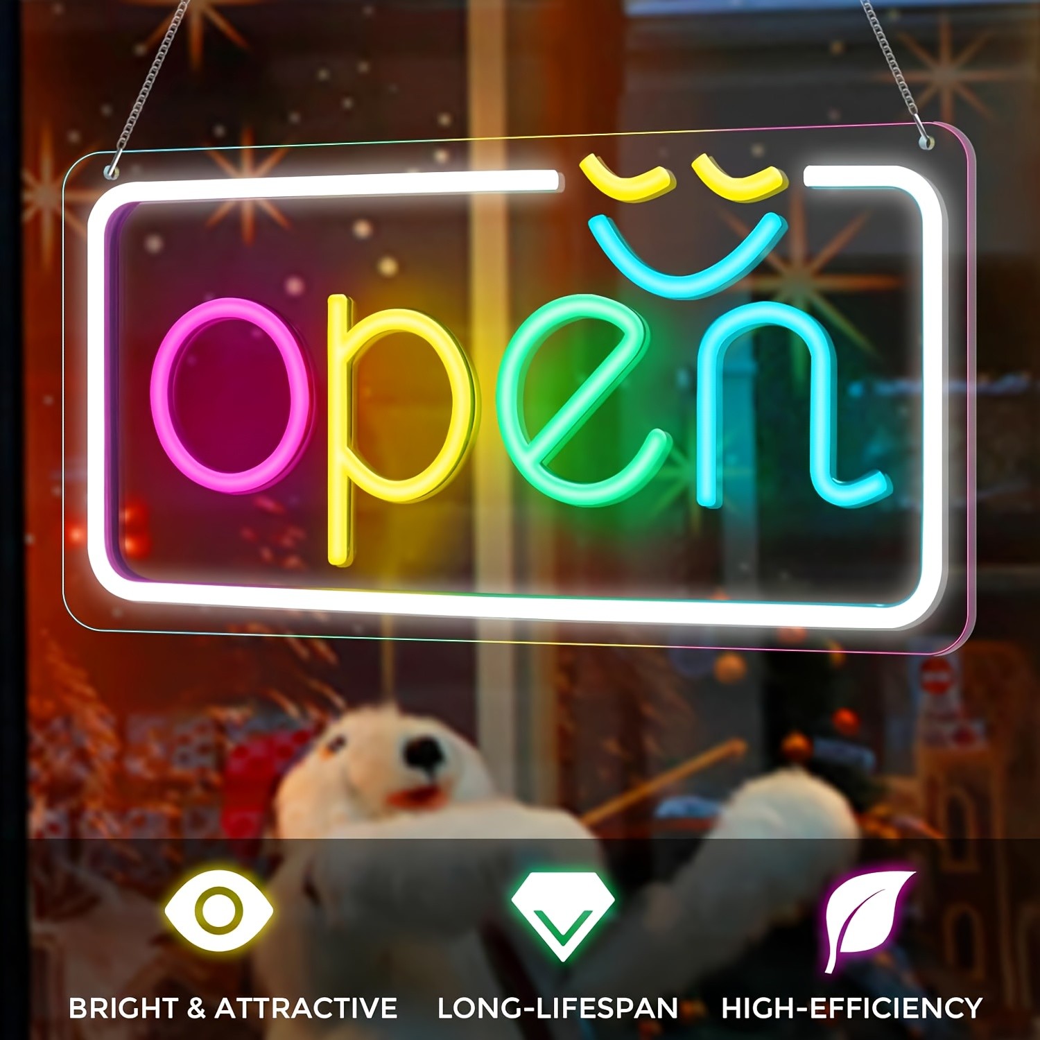 1Pc Led Neon Open Sign Bright  - Smart Home Poster 评论和价格