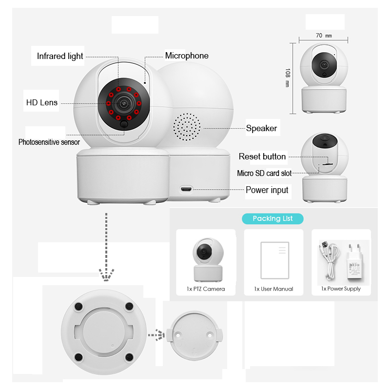 JIENUO PTZ IP Camera Wifi Huma - Smart Home Battery Camera Ezviz 评论和价格