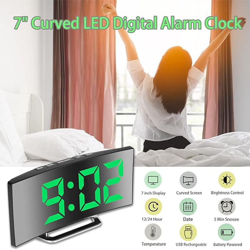 LED Digital Alarm Clock Curved - Smart Home Retrofit 评论和价格