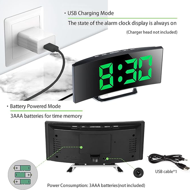 LED Digital Alarm Clock Curved - Smart Home Retrofit 评论和价格